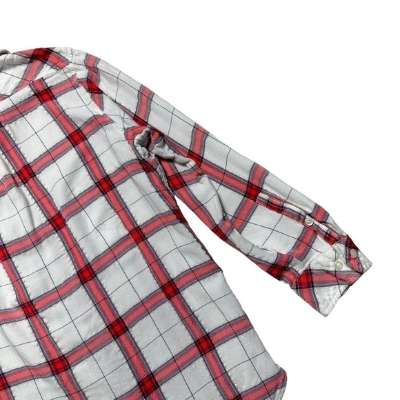 Ava & Viv White & Red Plaid Button Down Long Sleeve Top US 0X - Picture 8 of 9